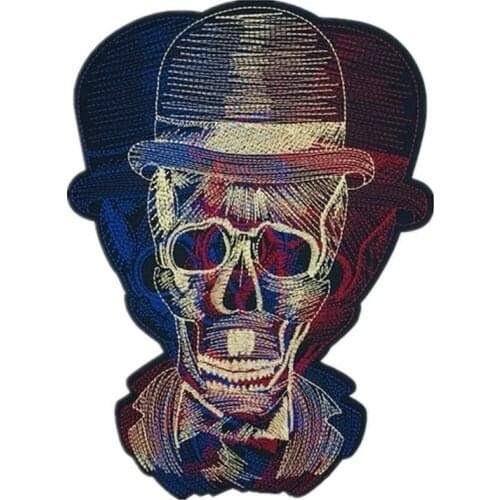 1pcs Phantom Indian Skull Patch Embroidered DIY Large Punk Rock Badge Sew on Clothing Motorcycle Jacket Backpack Accessories