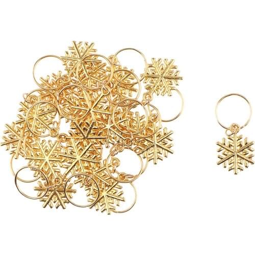 20pcs Gold Ring Wing Snowflake Style Pendant Rings Hair Decoration Clips Headband Hair Accessories