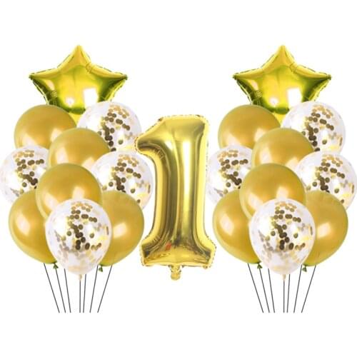 21pcs/set Big Size Number Foil Balloon Confetti Latex Helium Balloon Wedding Birthday Party Decortion Baby Shower Kids Globos