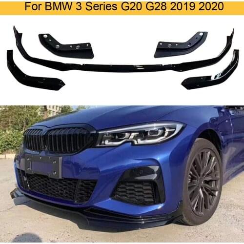 Gloss Black PP Car Front Bumper Lip Splitters Spoiler For BMW 3 Series G20 G28 2019 2020 Car Front Lip Spoiler Splitters 5PCS