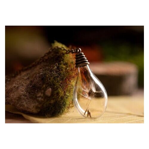 50pcs Handmade Real Dandelion Seed glass Orb Necklace - Vintage Flower Jewellery 70cm long ( finished necklace)