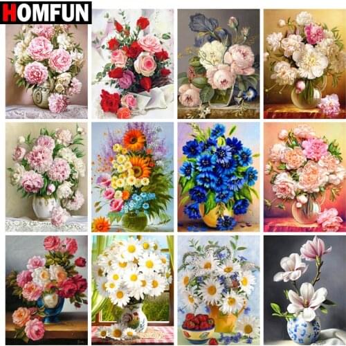 HOMFUN DIY 5D Diamond Painting "Flower scenery" Full Diamond Embroidery Sale Picture Of Rhinestones For Festival Gifts