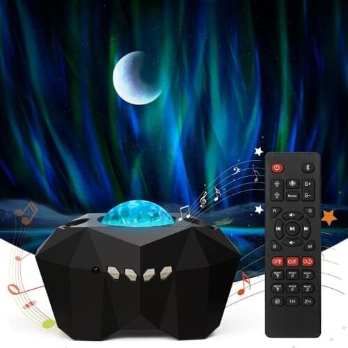 Aurora Borealis Projector Galaxy Lights Bluetooth Music Speaker Starry Sky Lamp for Bedroom Decoration Water Pattern Night Light