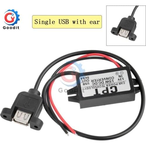 Car Power Converter Single DC-DC 12V to 5V 3A 15W USB Step Down Voltage Power Supply Output Adapter Low Heat Auto Protection