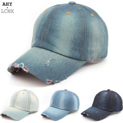 Fashion Summer Washed Denim Womens Baseball Cap Light Board Bone Cap Casual Pure Color Stitching Men Flat Hat Snapback Caps