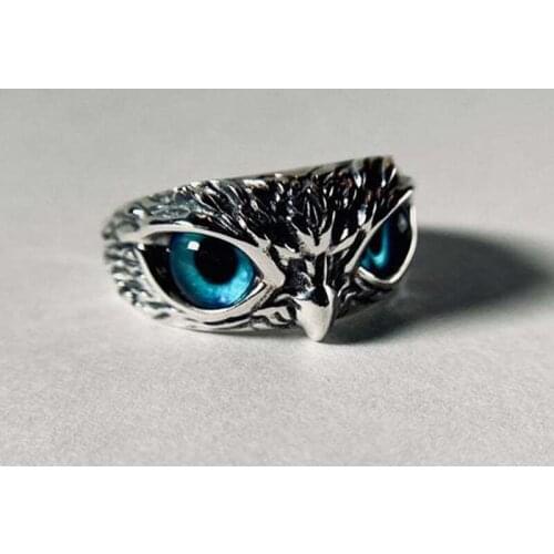 Demon Eye Owl Ring For Women Girl Lovers Retro Animal Open Adjustable Ring Statement Ring Jewelry Gift
