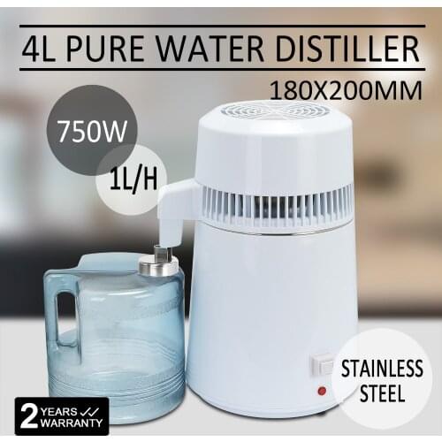 Water Distiller Purifier Pure Water Distiller Filters Water Distillation 4L Internal Stainless Steel with Collection Bottle