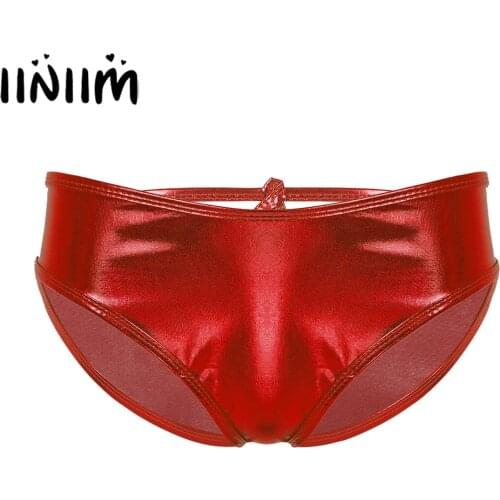 Women Metallic High Waist Briefs Shiny Hollow Out Back Panties Nightclub Dance Rave Stage Show Bottoms