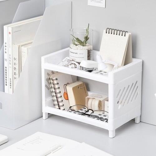 Double Layer Desktop Storage Shelf Bathroom Makeup Shelves Tabletop Stationery Sundries Organizer Holder Kitchen Spice Rack