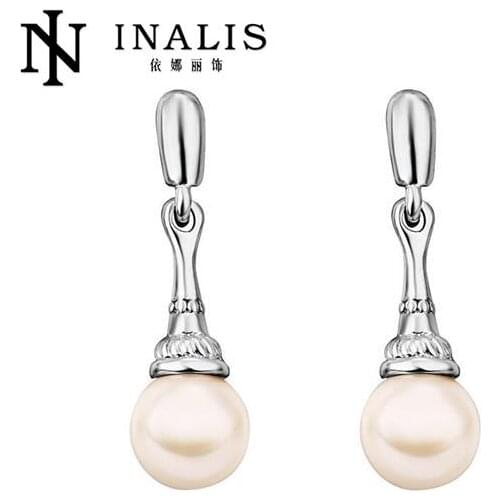 INALIS Simple Piercing Earrings Simulated Pearl Stud Earrings for Women Classic Pearl Jewelry E852