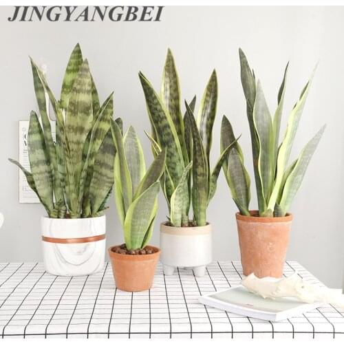 Artificial Plants Tiger Piran Leaves Sansevieria Branch For Bonsai Decoration Green Fake Plastic Plants Home Garden Decors