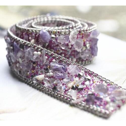 Fashion Clothes Decorative Accessories Beaded Chain Lace Trim DIY Sewing On Braided Lace Appliques Rhinestone Lace Ribbons