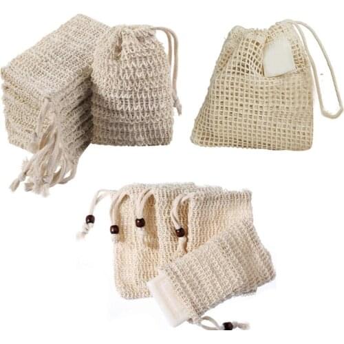 10Pcs Soap Exfoliating Bag Pouch Soap Saver Natural Ramie Mesh Soap Saver Bags with Drawstring Au11 21 Dropshipping