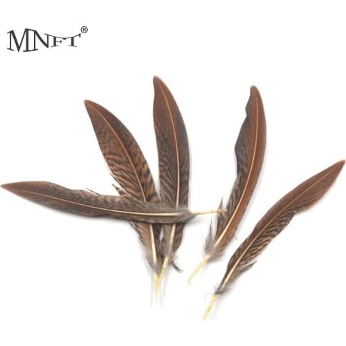MNFT 5Pcs Natural Brown Black Color Feather Fly Tying Wing Tail Artificial Insect Bait Material