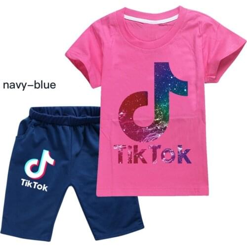 TIK TOK Boys Fashion Clothing Cotton T shirt Kids Suits High Quality Children Tracksuit Clothes Kids Sport Tees Sets
