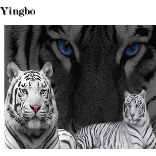 Diamond Embroidery Mosaic White Tiger Animal Avatar Full Drill Square 5D DIY Diamond Painting Handicraft Home Decor Gift 2021