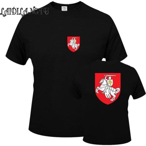 New Fashion Short Sleeve T-shirt Print national flag national emblem coat of arms of Belarus Men t shirt O-neck tops men clothes