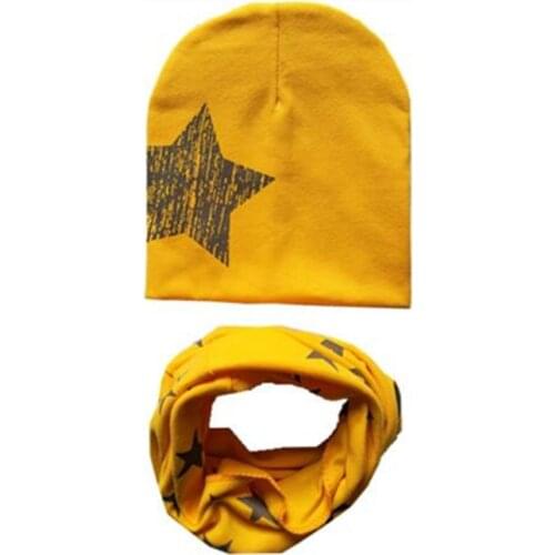 New Fashion Baby Hat Scarf Set Baby Head Cover Spring Girls Boys Warm Neck Collar Kids Beanies Sets Cotton Children Hats Scarf