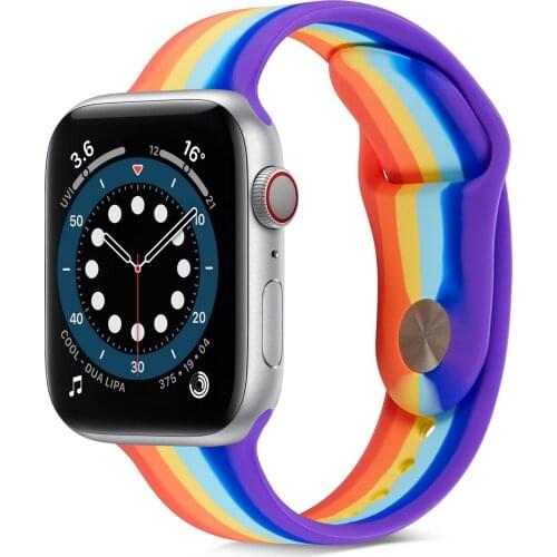 New Rainbow Silicon Watch Band 38/40/42/44mm for Iwatch Silicon Straps for Apple Watch