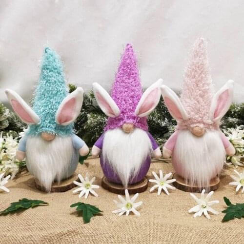 Easter Bunny Gnome Handmade Swedish Tomte Rabbit Plush Toys Doll Ornaments Holiday Home Party Decoration Kids Easter Gift