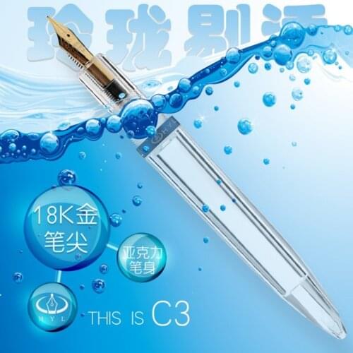 NEW Dropper Fountain Pen Fully Transparent Large-Capacity Ink Storing Iridium Fine EF/F Nib Ink Pen Business Gift Pen