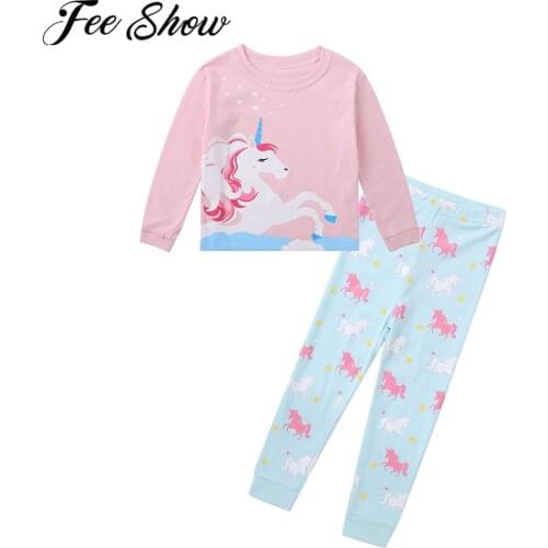 Girls Pajamas Cotton Spring Autumn Kids Clothing Set Long Sleeve Cute Print T-shirt Tops + Pants Children Casual Household Suit