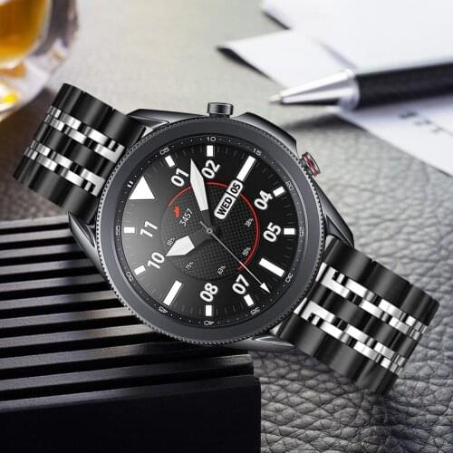 Premium Stainless Steel Watchband 22mm 20mm for Samsung Galaxy Watch3 45mm 41mm Men Women Wrist Band Watch 3 Strap Black Silver