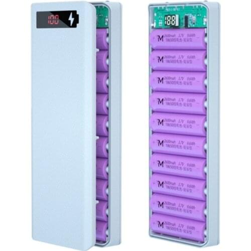 Detachable Dual USB LCD Display DIY 10x18650 Battery Case Power Bank Shell Portable External Box without Battery Powerbank 20CB