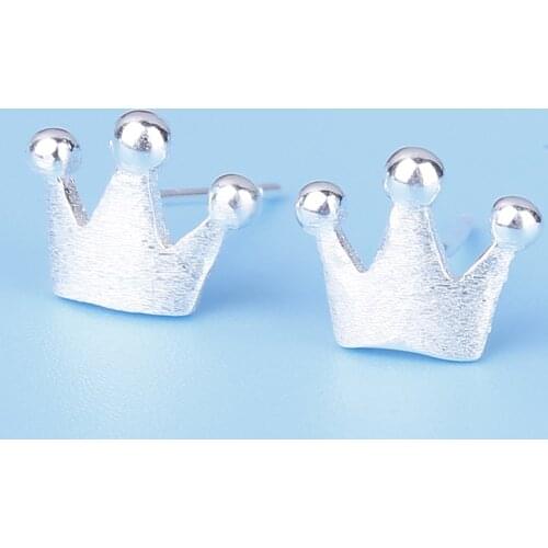 Silver Color Crown Earrings For Women Girl Lovely Sweet Stud Earrings Fashion Elegant EH679