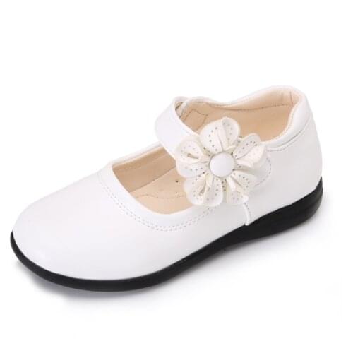 Size 26-37 Toddler Girl Patent Leather Shoes Spring Autumn Black/red/pink Soft Flat Bottom Flowers Rhinestone Princess Shoes