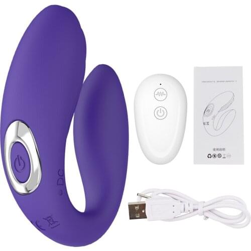 10 Frequency Rechargeable U-shape Sex Massager Couples Female Masturbation Vibrator with Remote Control