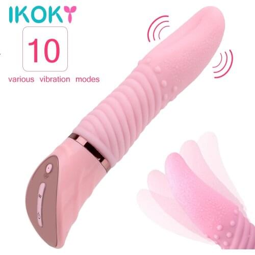 IKOKY Tongue Vibrator Oral Sex Licking Clitoris Stimulator Erotic 10 Speed Oral Masturbation Sex Toys for Women G-spot Massager