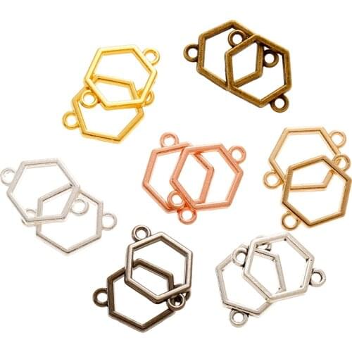 YuenZ 10pcs 7Color Mini hexagon Charm Hollow Glue Blank Pendant Tray Bezel Charms DIY Bracelet Necklace Handmade Bezel Mold