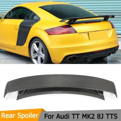Rear Trunk Spoiler for Audi TT MK2 8J TTS Coupe 2 Door Only 2008-2014 Quattro Convertible Black FRP Carbon Fibre Car Wing Lip