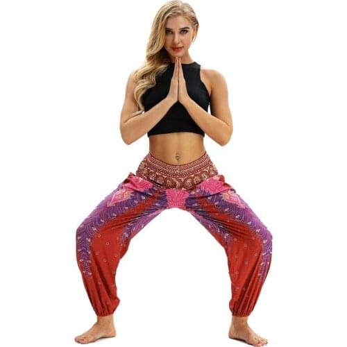 High quantity women loose yoga pants Thailand Nepal Travel High Waist Wide Leg Pants Wrapped Skin training pants