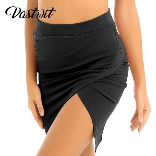Womens Black Asymmetric Short Mini Skirt Night Club Bodycon Tight Pencil Dress
