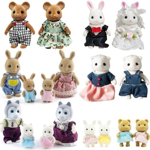 1:12 Forest Animal Family Villa Furniture for Dolls Toy Forest Home Mini Bedroom Set DIY Miniatura Dollhouse Furniture For Kids