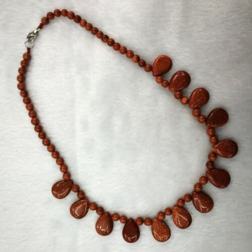 1PC Golden Stone Agates Natural Stone Round Beads String Teardrop Pendant Necklace Colorful Energy Healing Necklace Dropshipping