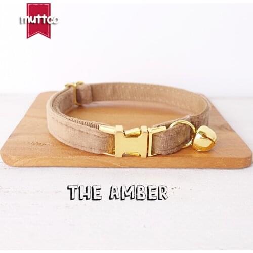 10pcs/lot MUTTCO retail with platinum high quality metal buckle collar for cat THE AMBER design cat collar 2 sizes UCC079B