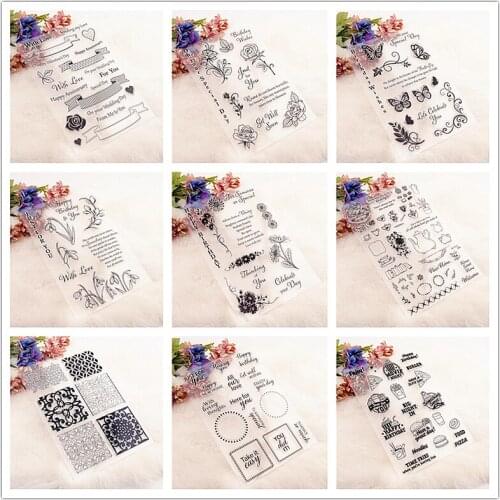 15x21cm Flower Poem Transparent Clear Stamps Silicone Seals Roller Stamp DIY Scrapbooking Christmas Halloween Wedding Cards