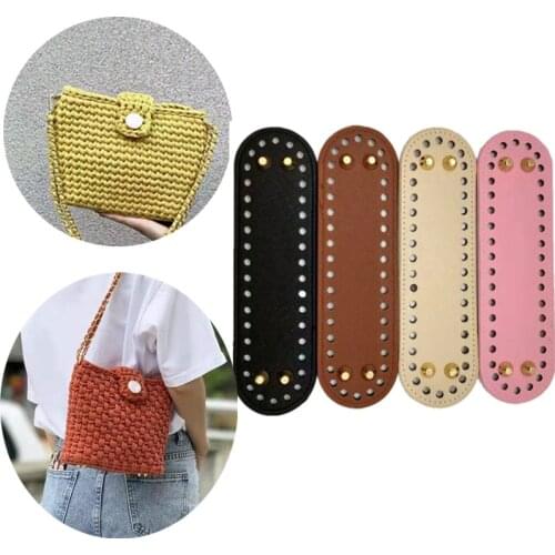 18*5cm Oval Long Bottom for Knitted Bag PU leather Bag Accessories Handmade Bottom With 38 holes DIY Crochet Bag Bottom