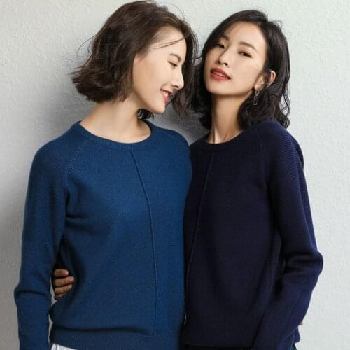 2018 autumn and winter new knit sweater loose long-sleeved round neck sweater womens pullover