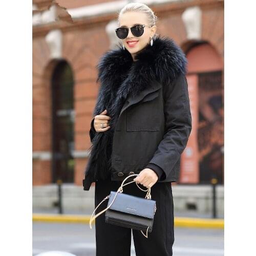 2020 Coat Female Real Raccoon Fur Collar Down Winter Jacket Warm Parka Women Korean Jackets MY4005
