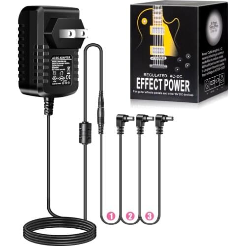 3-way electric guitar effect pedal power supply accessories cable adapter daisy chain wire Pro 9V DC 1A US EU UK JP AU plug