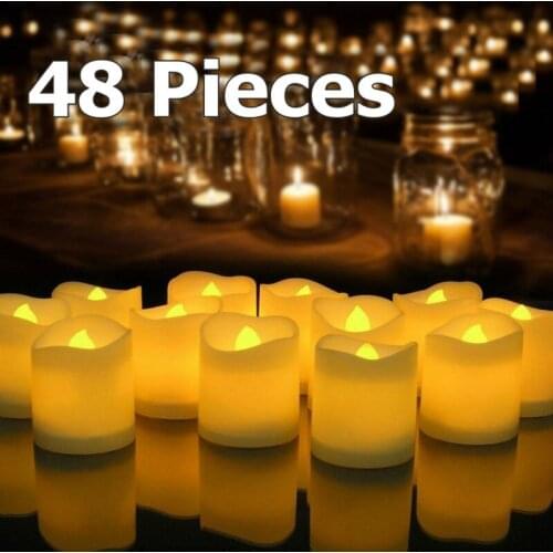 48PC LED Flameless Tea Light Tealight Candle Wedding Decoration+Battery