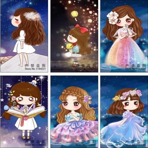 5D Diy Diamond Painting Cartoon Girl Cross Stitch Needlework Diamond Mosaic Diamond Embroidery Painting Rhinestones Cross Stitch