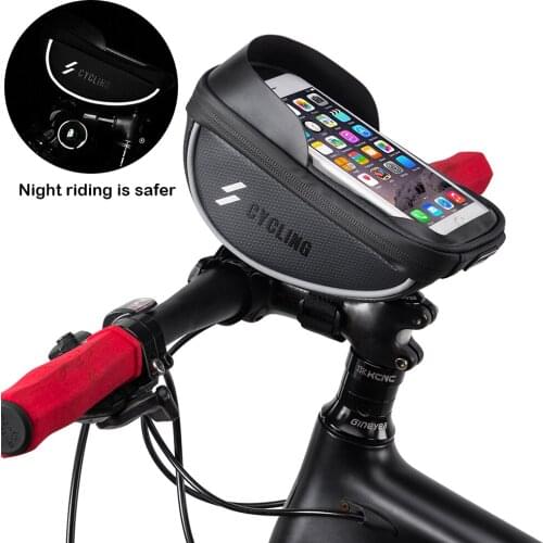 6 inches Water-light Cell Phone Pocket Top Pocket With Touch Screen Bicycle Frame Bag Bicycle Handlebar Bag