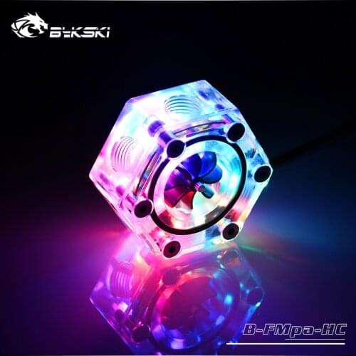 Bykski Acrylic Flow Meter 6-Way G1/4 Thread 5V GND Light to AURA Coolant Filter Computer Cooler Fittings 6-Way Holes Filter