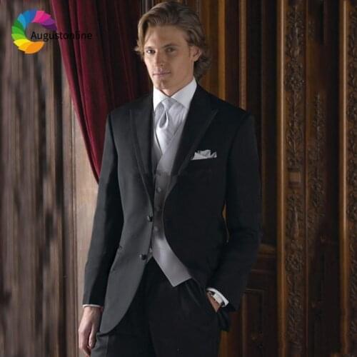 Black Wedding Men Suits Slim Fit Groom Wear Tuxedos 2 Pieces (Jacket+Pants) Business Prom Suits Costume Homme Blazer Best Man