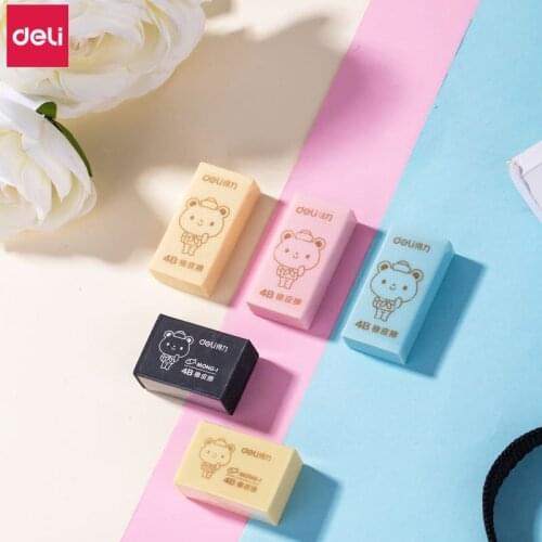 Deli Cartoon Kids Eraser 21pcs Cute Kawaii Mong Bear 4B Erasers Student Prizes Japanese Stationery Drawing Eraser Art Supplies